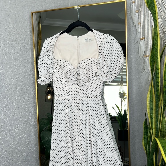RARE HOUSE OF CB 'Ellery' Polka Dot Puff Sleeve Midi Sundress NWOT - Picture 8 of 11